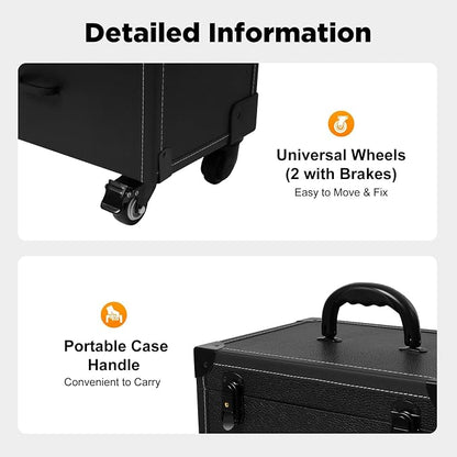 Professional Rolling Makeup Case, Large Cosmetic Trolley - Image 7