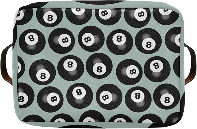 8 Number Pool Ball Billiards Green Pattern Storage Bins Box Foldable Shelf - Image 8
