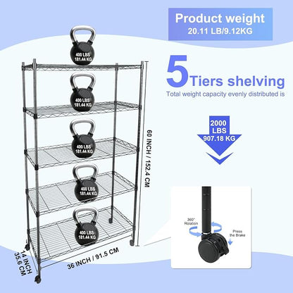 Whitmor 5 Tier Metal Storage Shelves, Heavy Duty - Image 3