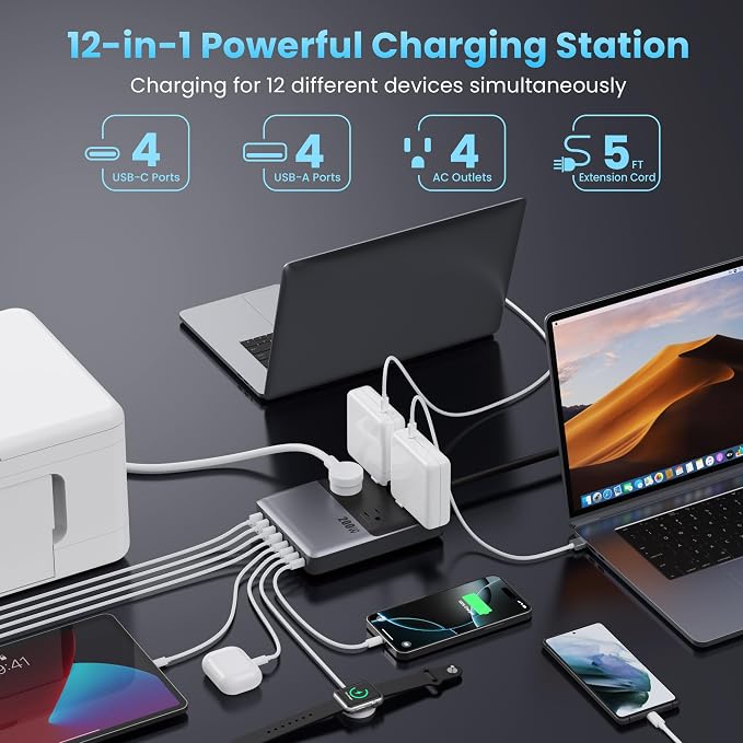 12-in-1 Charging Station USB C Power Strip - Image 3