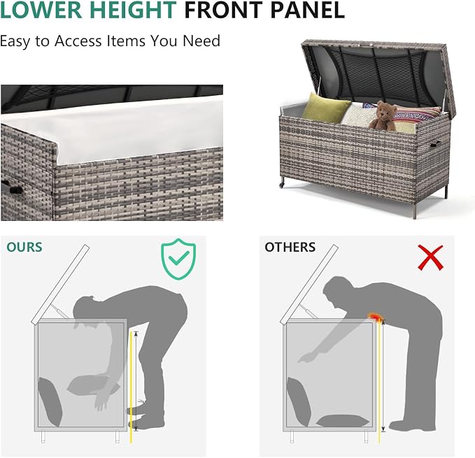 AVAWING 240 Gallon Wicker Deck Box - Image 7