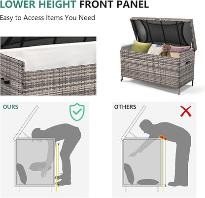 AVAWING 240 Gallon Wicker Deck Box - Image 7