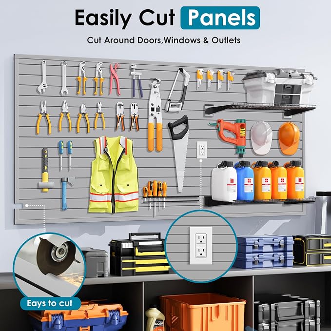 Braki PVC Slat Wall Paneling 4x8 ft, Garage Organizer Storage System, Heavy - Image 5