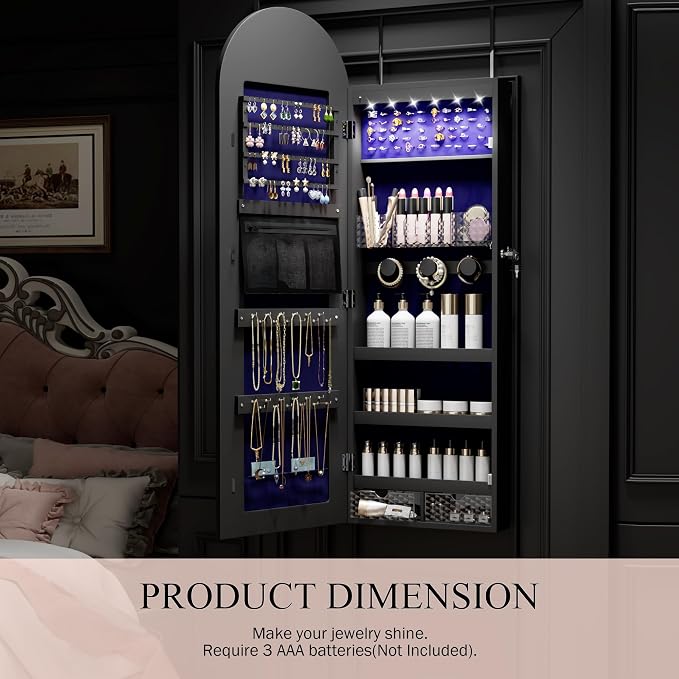 Jewelry Cabinet Organizer with Mirror, 47 inch Lockable Full-Length Mirror - Image 5