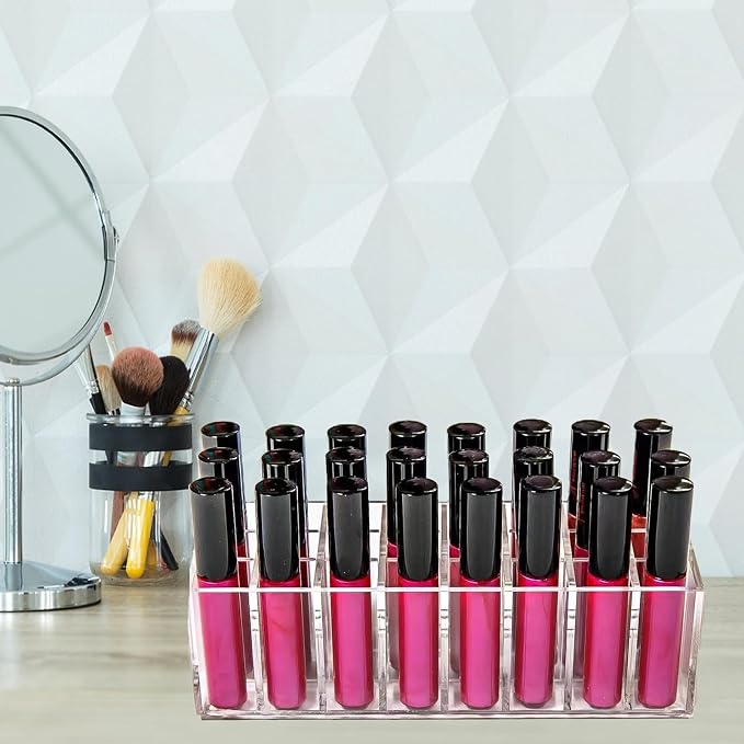Lipstick Organizer 24 Slot Lipstick Holder Display Rack Small Clear Plastic - Image 8