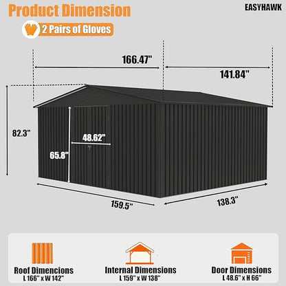 14x12 FT Outdoor Storage Shed, Metal Garden Shed - Image 2