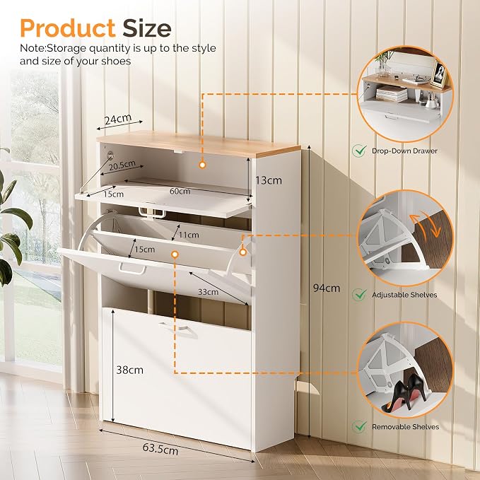 VINGLI Set of 2 Shoe Cabinet Storage - Image 2