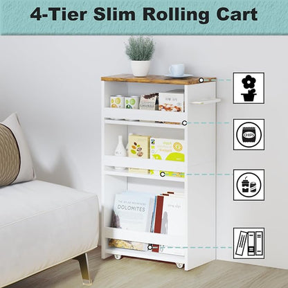 MARTY Rolling Storage Cart 7.9" W, 4-Tier Kitchen Cart - Image 8