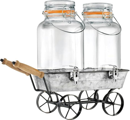 Vintage Wagon Glass Beverage Dispenser - Image 3