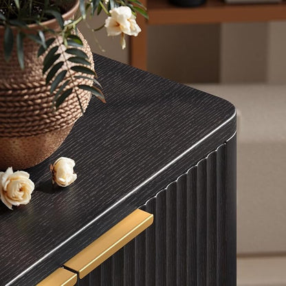 Evermagin 67" Fluted Black Buffet Cabinet Sideboard - Image 6