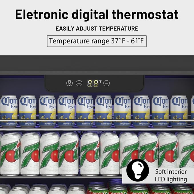 Stopasd Beverage Refrigerator Cooler, 5.3 Cu.Ft/166 Can Drink Fridge - Image 3