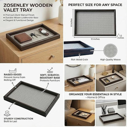 Wooden Valet Tray with Leather Base - Image 9