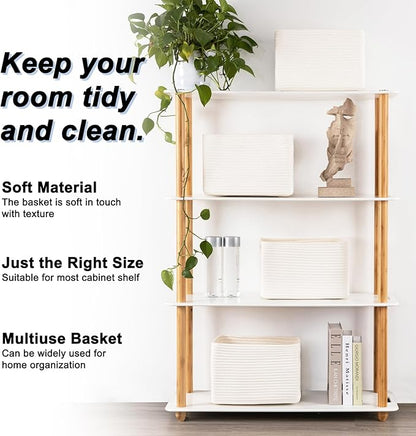4 Pack Storage Baskets for Organizing, Woven Baskets for Shelves - Image 2
