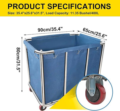 11.35 Bushel Industrial Rolling Laundry Cart, Laundry Basket Bulk Truck - Image 2
