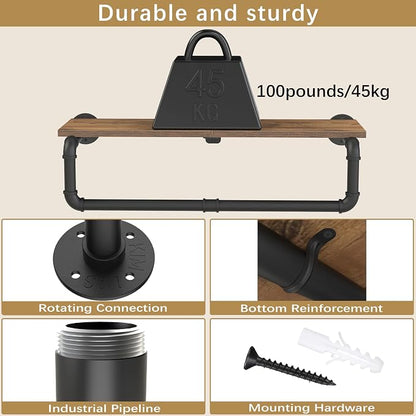 Industrial Pipe Clothes Rack, Heavy Duty Iron Wall Mounted Garment Rack - Image 5