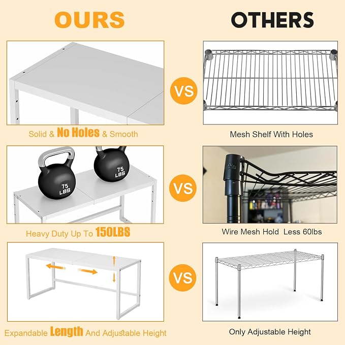 150 LBS Expandable Heavy Duty Storage Shelves, Metal Shelving Unit - Image 6