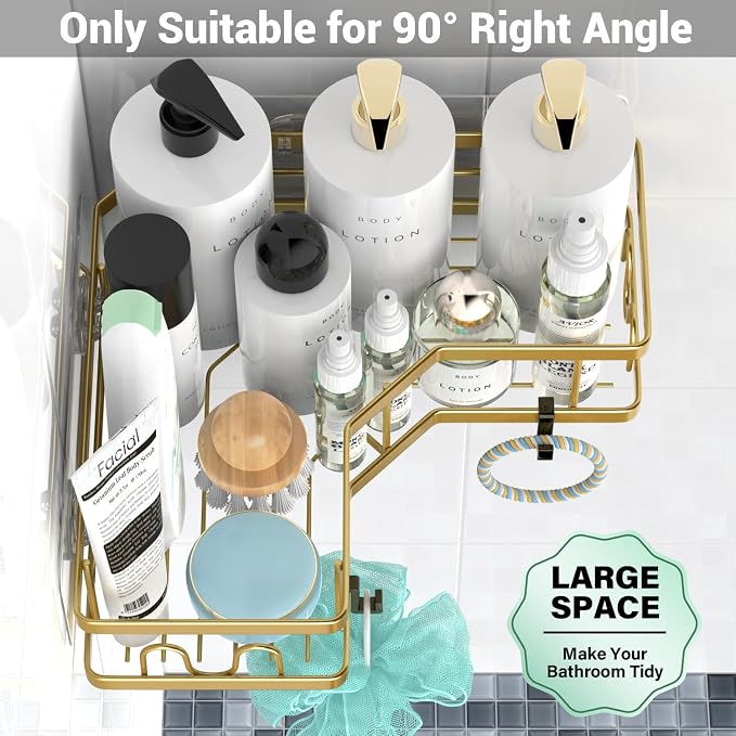 Corner Shower Caddy Bathroom Organizer: Adhesive Shower Rack Bathtub Shelves - Image 3