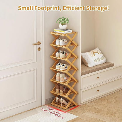 YYW Bamboo Shoe Rack for Entryway, Installation-Free and Foldable Vertical Shoe - Image 3
