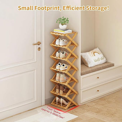 YYW Bamboo Shoe Rack for Entryway, Installation-Free and Foldable Vertical Shoe - Image 3