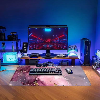 Pink Gaming Mouse Pad 31.5"x11.8"Desk Mat Anti-Slip Rubber Base & Durable - Image 9