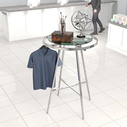 Econoco Folding Round Garment Rack, Adjustable Height Retail Display, Chrome - Image 5