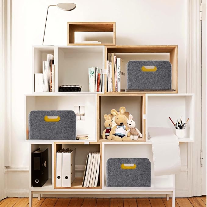 Welaxy Storage Baskets Collapsible Felt Storage bin Foldable Shelf Drawers - Image 5