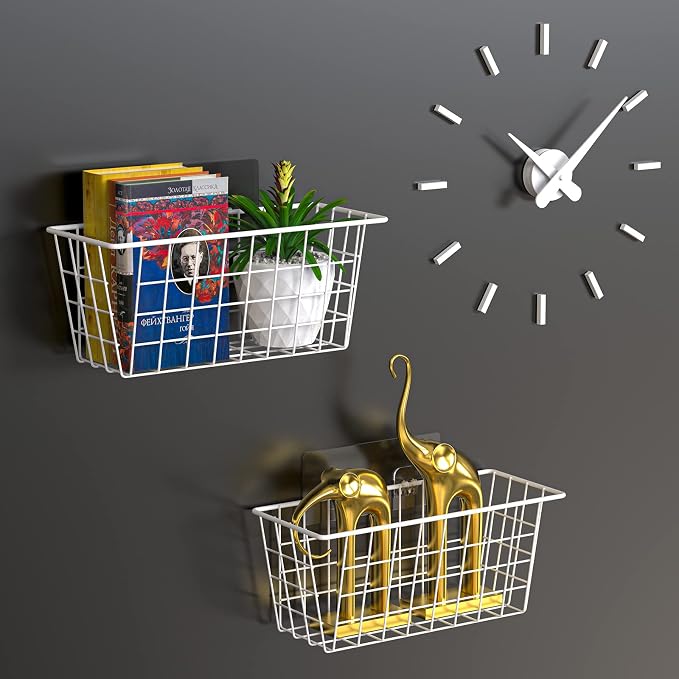 MaraFansie Wall Wire Baskets Adhesive Basket Hanging Kitchen Baskets No Drilling - Image 7