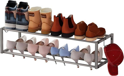 Expandable Wall Mounted Shoe Rack, Heavy Duty Metal Shoe Holder by HomeOrganizerandStorage