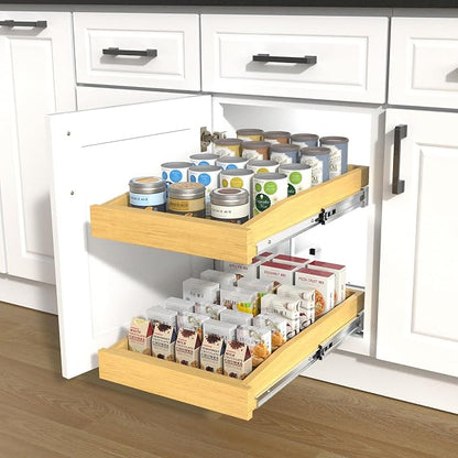 Wooden Soft Close Pull out Cabinet Organizer 26" D x 4.3" H, Heavy Duty Slide - Image 8