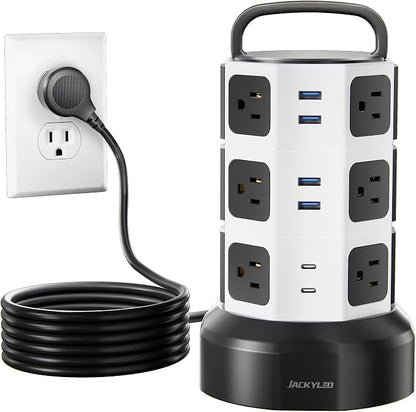 【10ft】 Power Strip Tower JACKYLED Surge Protector Electric Charging Station by JACKYLED