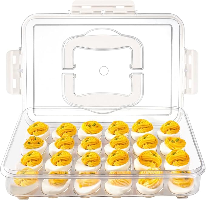 Deviled Egg Containers with Lid and Handle, Durable Clear Plastic Deviled Egg by MesRosa