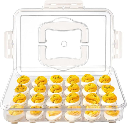 Deviled Egg Containers with Lid and Handle, Durable Clear Plastic Deviled Egg by MesRosa