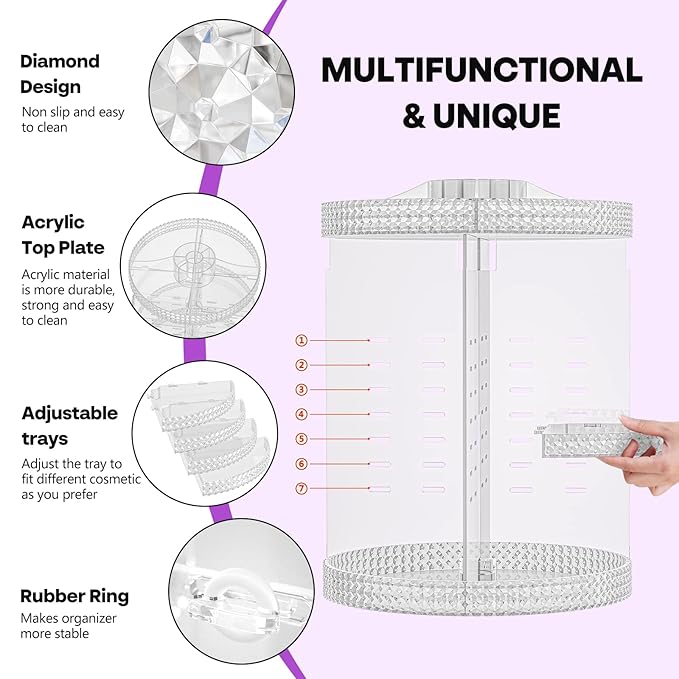 360 Degree Rotating Makeup Organizer, Extra Large Capacity Perfume Organizer - Image 5
