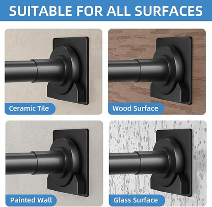 CorkLatta Matte Black Shower Curtain Rod, 1 Inch Diameter Stainless Steel - Image 4