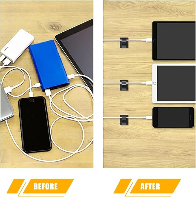 Viaky 30 Black Adjustable Cable Clips, Reusable Buckle Self-Adhesive Wiring - Image 5
