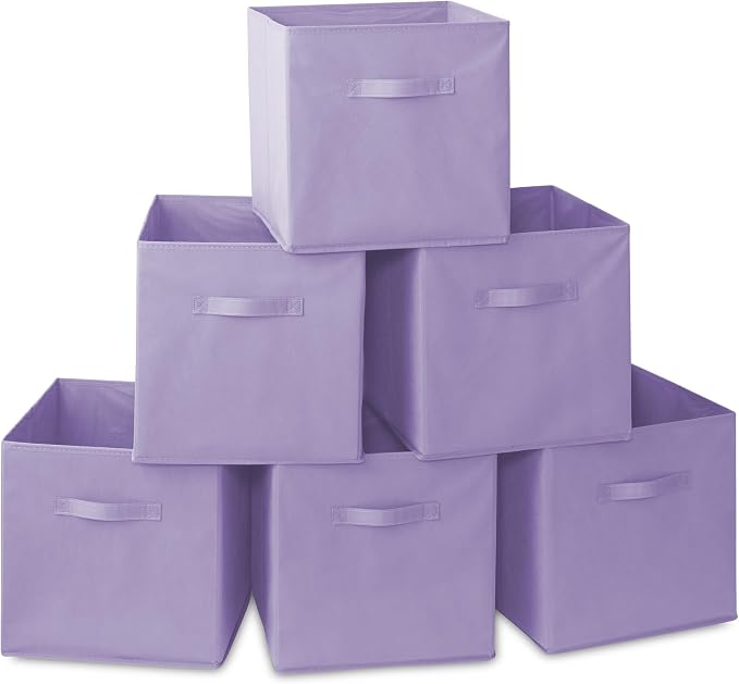Casafield Set of 6 Collapsible Fabric Cube Storage Bins, Lavender by Casafield