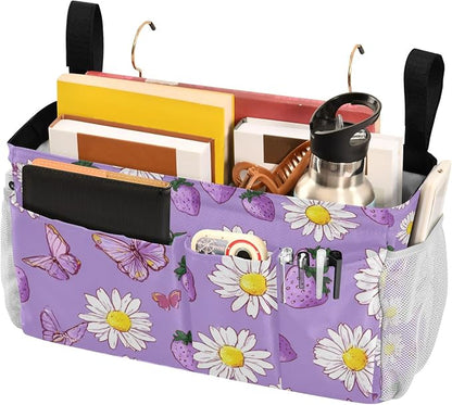 Purple Cute Daisy Butterflies Strawberry Bedside Caddy - Image 3