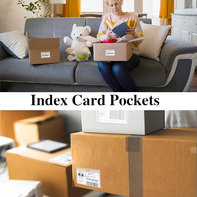 36 Pack Clear Adhesive Label Holders, 2 x 3 Inch Index Card Pockets | - Image 5