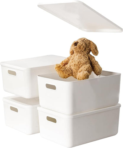 4 pack large plastic White storage bins Baskets, Toy Box Chest by Gaoaodeyu