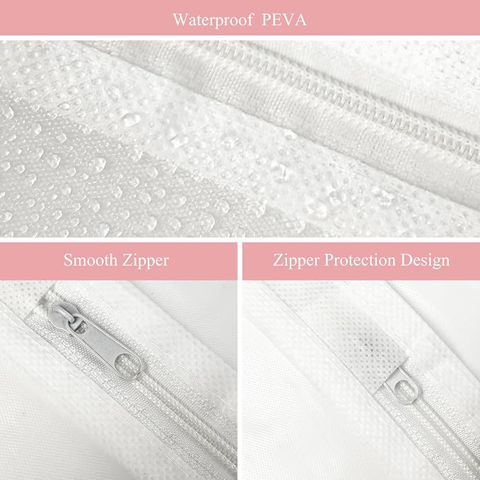 5 Pack Garment Bags for Hanging Clothes, Plastic Clothes Covers - Image 3