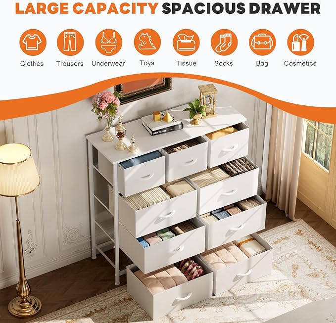 Sweetcrispy 9-Drawer Fabric Dresser Storage Tower - Image 4