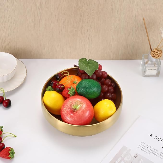 8.3" Golden Key Bowl for Entryway Table Decorative Bowl for Keys | Round Fruit - Image 4