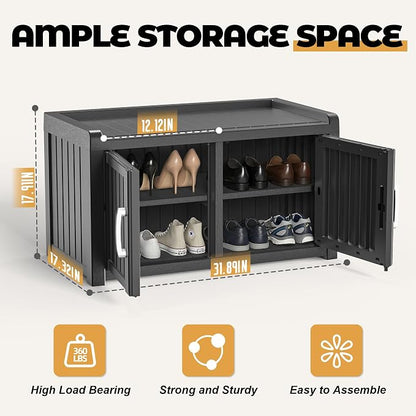 ROJIK Shoe Bench Waterproof UV-Resistant, 2-Tier Storage Cabinet - Image 3