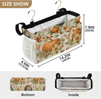 Thanksgiving Turkeys Pumpkin Beige Bedside Caddy - Image 4