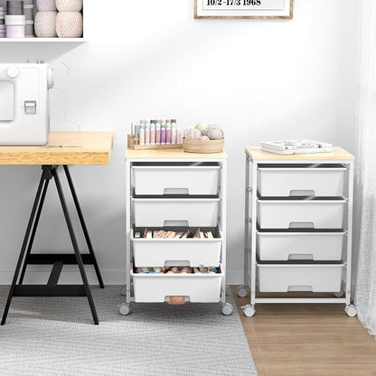 Utility Cart with 4 Drawers, 4-Tier Rolling Storage Cart Organizer - Image 8