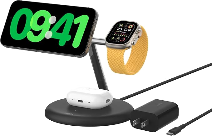 Belkin MagSafe-Compatible 3-in-1 Wireless Charger Stand 15W by Belkin
