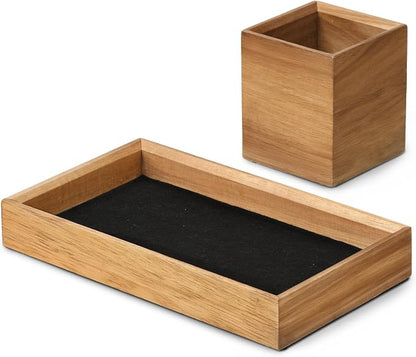 HULISEN Wooden Desk Organizer Tray, Pencil Holder - Image 8