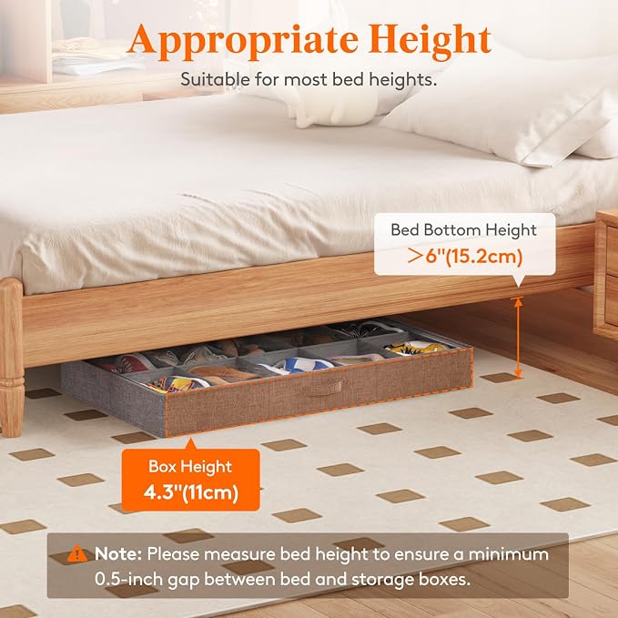Lifewit Under Bed Shoe Storage Organizer Fits 10 Pair Sneakers, 4.3 Inches Tall - Image 2