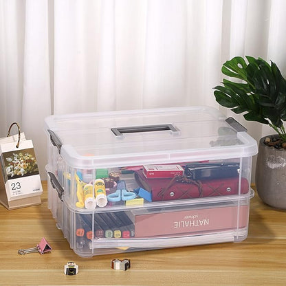 BTSKY 2 Layer Stack & Carry Box, Plastic Multipurpose Portable Storage - Image 5