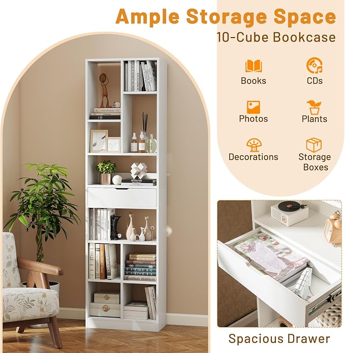 Tangkula 71” Tall Bookcase - Image 6